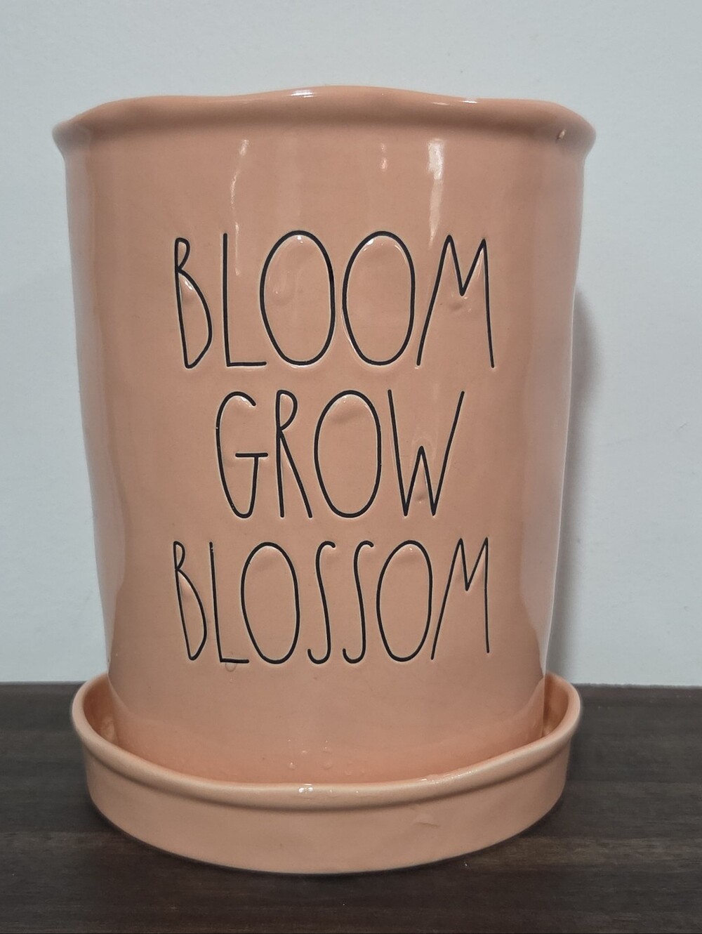 Rae Dunn Ceramic Planter - "Bloom Grow Blossom"